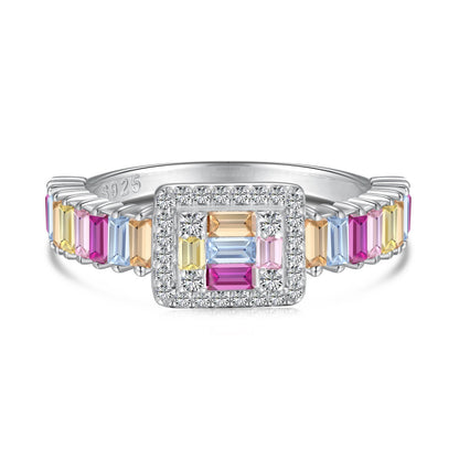 [Vivid Aurora]Exquisite Colorful Radiant Cut Party Ring