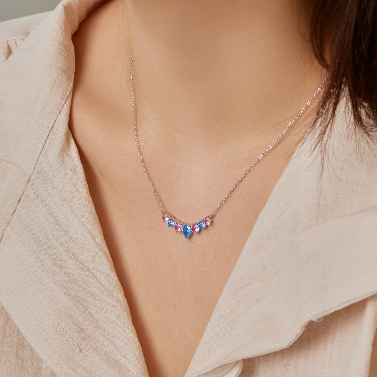 [Vivid Aurora]Dainty Colorful Heart Necklace