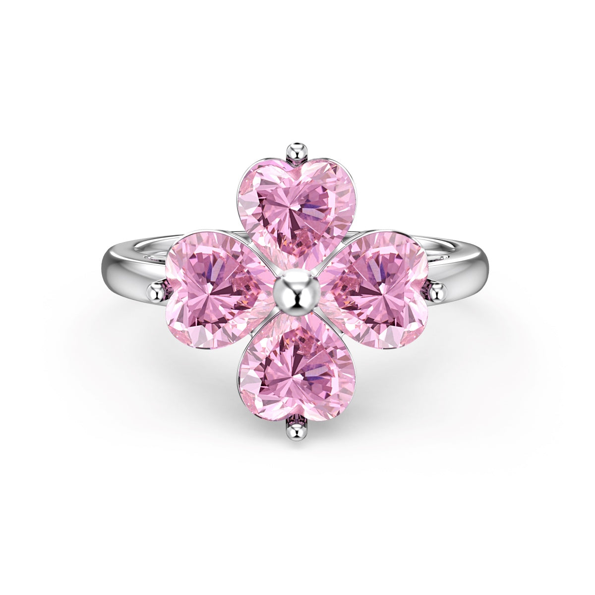 [Vivid Aurora]Heart-shaped Four-Leaf Clover Ball Ring