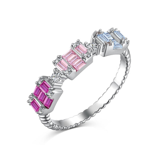 [Vivid Aurora]Unique Colorful Emerald Cut Party Ring