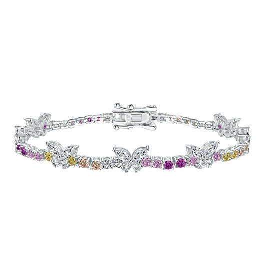 [Vivid Aurora]Ornate Colorful Butterfly Shape Round Cut Daily Bracelet