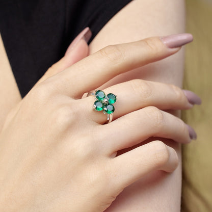 [Vivid Aurora]Four-Leaf Clover Eight-Pointed Star Ring